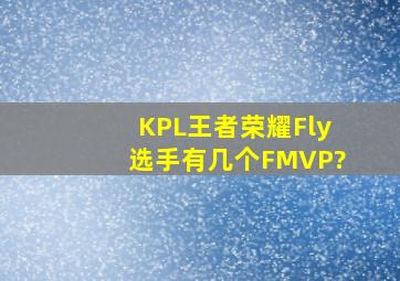 KPL王者荣耀Fly选手有几个FMVP?