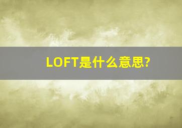 LOFT是什么意思?