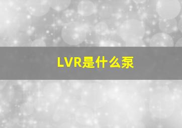 LVR是什么泵