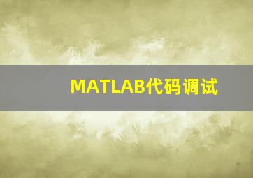 MATLAB代码调试