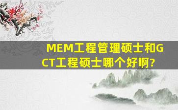 MEM工程管理硕士和GCT工程硕士哪个好啊?