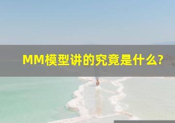 MM模型讲的究竟是什么?