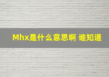 Mhx是什么意思啊 谁知道