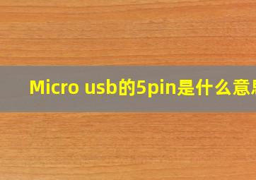 Micro usb的5pin是什么意思