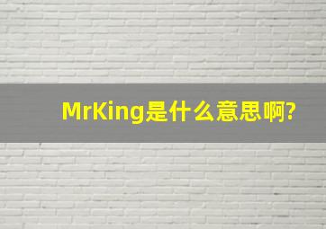 MrKing是什么意思啊?