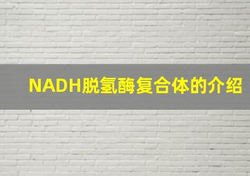 NADH脱氢酶复合体的介绍