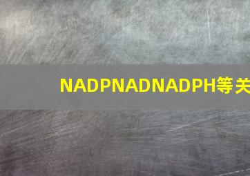 NADP,NAD,NADPH,等关系