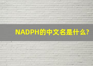 NADPH的中文名是什么?