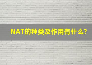 NAT的种类及作用有什么?