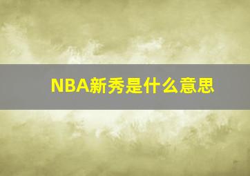 NBA新秀是什么意思