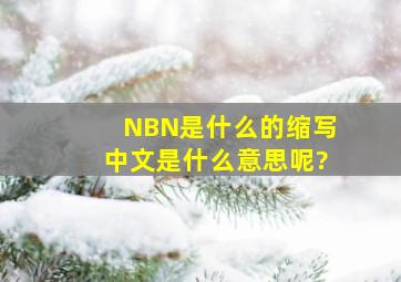 NBN是什么的缩写,中文是什么意思呢?