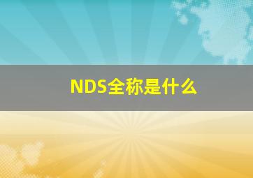 NDS全称是什么