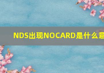 NDS出现NOCARD是什么意思