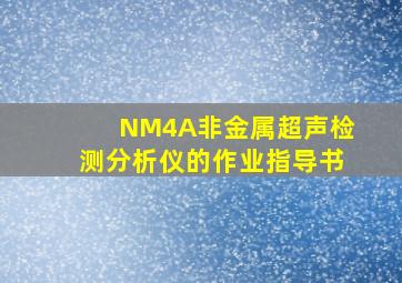 NM4A非金属超声检测分析仪的作业指导书