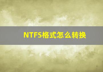 NTFS格式怎么转换