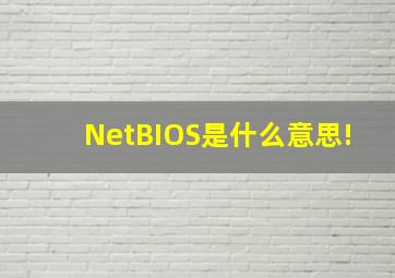 NetBIOS是什么意思!