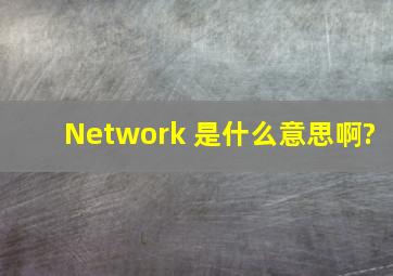 Network 是什么意思啊?