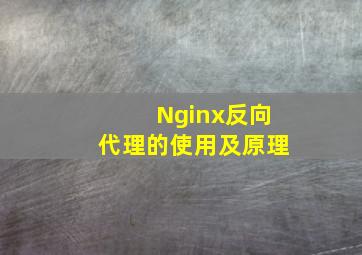 Nginx反向代理的使用及原理