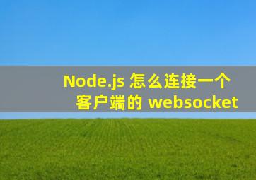 Node.js 怎么连接一个客户端的 websocket