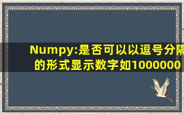 Numpy:是否可以以逗号分隔的形式显示数字,如1,000,000