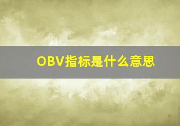 OBV指标是什么意思