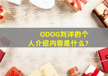 ODOG刘洋的个人介绍内容是什么?