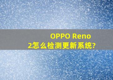 OPPO Reno 2怎么检测更新系统?