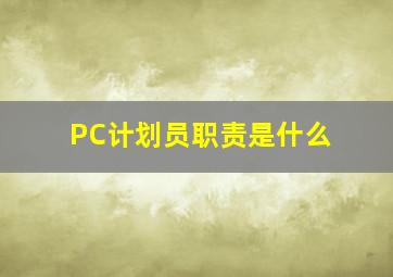 PC计划员职责是什么(