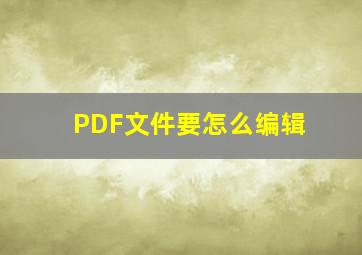 PDF文件要怎么编辑