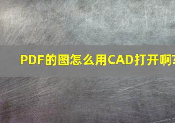 PDF的图怎么用CAD打开啊?