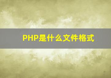 PHP是什么文件格式(
