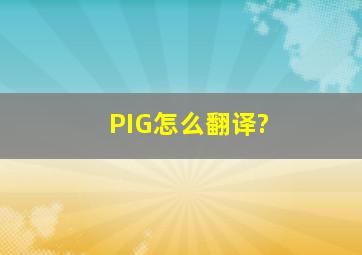 PIG怎么翻译?