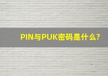 PIN与PUK密码是什么?