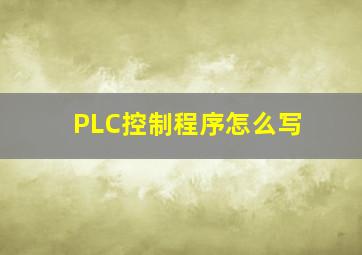 PLC控制程序怎么写