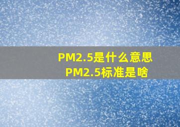 PM2.5是什么意思 PM2.5标准是啥