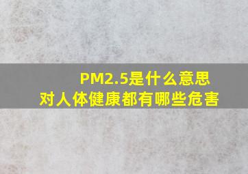 PM2.5是什么意思,对人体健康都有哪些危害