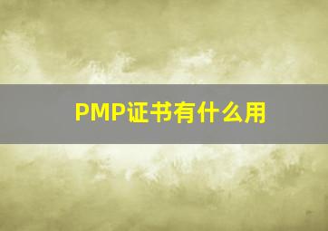 PMP证书有什么用 