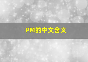 PM的中文含义