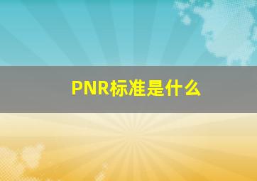 PNR标准是什么