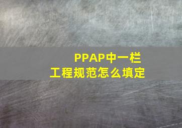 PPAP中一栏工程规范怎么填定