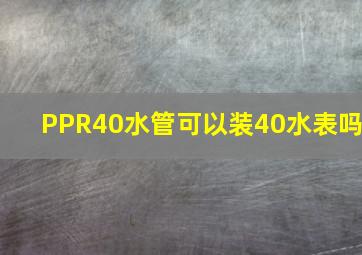 PPR40水管可以装40水表吗