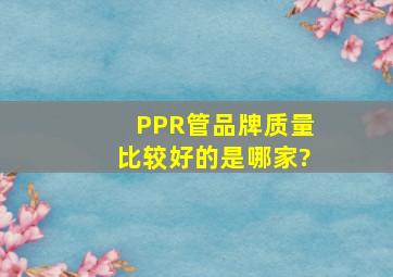 PPR管品牌质量比较好的是哪家?
