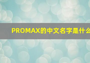 PROMAX的中文名字是什么(