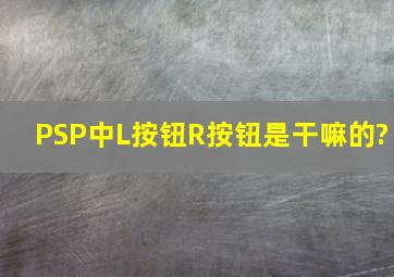 PSP中L按钮、R按钮是干嘛的?