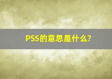 PSS的意思是什么?