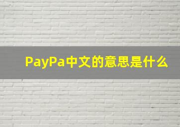 PayPa中文的意思是什么