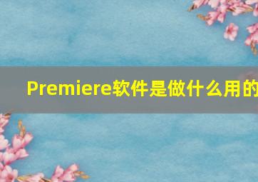 Premiere软件是做什么用的