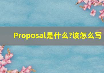 Proposal是什么?该怎么写