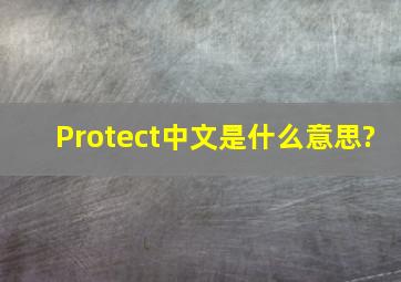 Protect中文是什么意思?