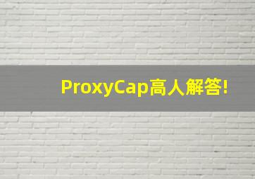ProxyCap高人解答!